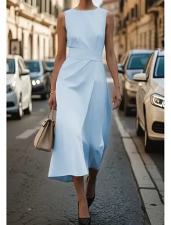 Women's Midi Dress Casual Dress Tank Dress Summer Dress Fashion Modern Daily Date Weekend Regular Fit Plain Sleeveless Crew Neck Black White Blue Green Summer