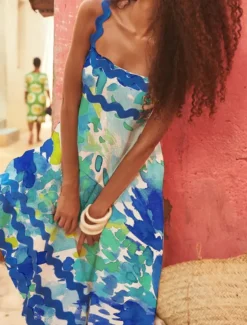 Women's Midi Dress Floral Dress Slip Dress Print Dress Classic Modern Outdoor Vacation Holiday Regular Fit Flower Sleeveless Spaghetti Strap White Navy Blue Royal Blue Blue Summer