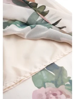 Women's Midi Dress Floral V-Neck A-Line Flutter Sleeve Rose Pattern Lightweight Summer Garden Party Wedding Guest Brunch Flowy Feminine White Pink Green