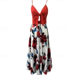 Women's Midi Dress Graduation Dress Swing Dress Summer Dress Slip Dress Fashion Outdoor Holiday Date Regular Fit Leopard Flower Sleeveless Straps Black White Ivory Red Summer