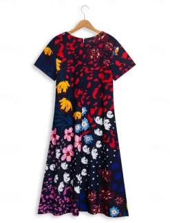 Women's Midi Dress Shift Dress Sundress Floral Pocket Print V Neck Date Vacation Short Sleeve Summer Spring