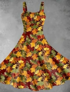 Women's Midi Dress Summer Dress Stylish Casual Vacation Home Date Form Fit Graphic Sleeveless Strap Yellow Pink Red Burgundy Summer