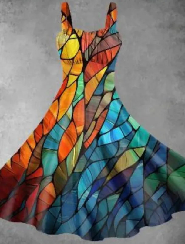 Women's Midi Dress Summer Dress Stylish Casual Vacation Home Date Form Fit Graphic Sleeveless Strap Yellow Pink Red Burgundy Summer