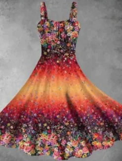 Women's Midi Dress Summer Dress Stylish Casual Vacation Home Date Form Fit Graphic Sleeveless Strap Yellow Pink Red Burgundy Summer