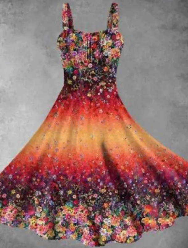 Women's Midi Dress Summer Dress Stylish Casual Vacation Home Date Form Fit Graphic Sleeveless Strap Yellow Pink Red Burgundy Summer