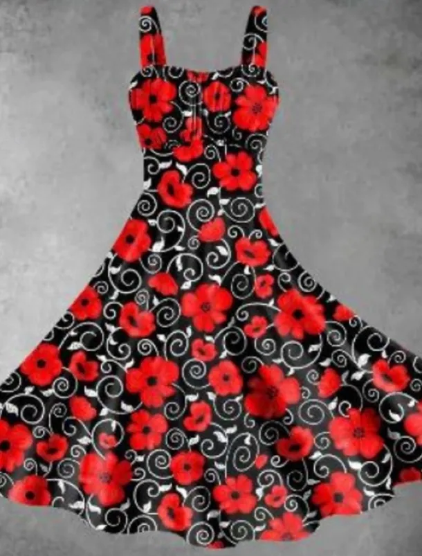 Women's Midi Dress Summer Dress Stylish Casual Vacation Home Date Form Fit Graphic Sleeveless Strap Yellow Pink Red Burgundy Summer