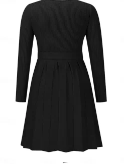 Women's Midi Dress Sweater Dress A Line Dress Elegant Stylish Casual Vacation Daily Regular Fit Plain Sleeveless V Neck Black Gray Fall Winter