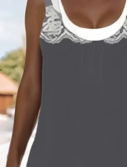 Women's Midi Dress Tank Dress Fashion Classic Outdoor Daily Weekend Regular Fit Graphic Geometric Sleeveless Crew Neck Light Grey Spring Fall