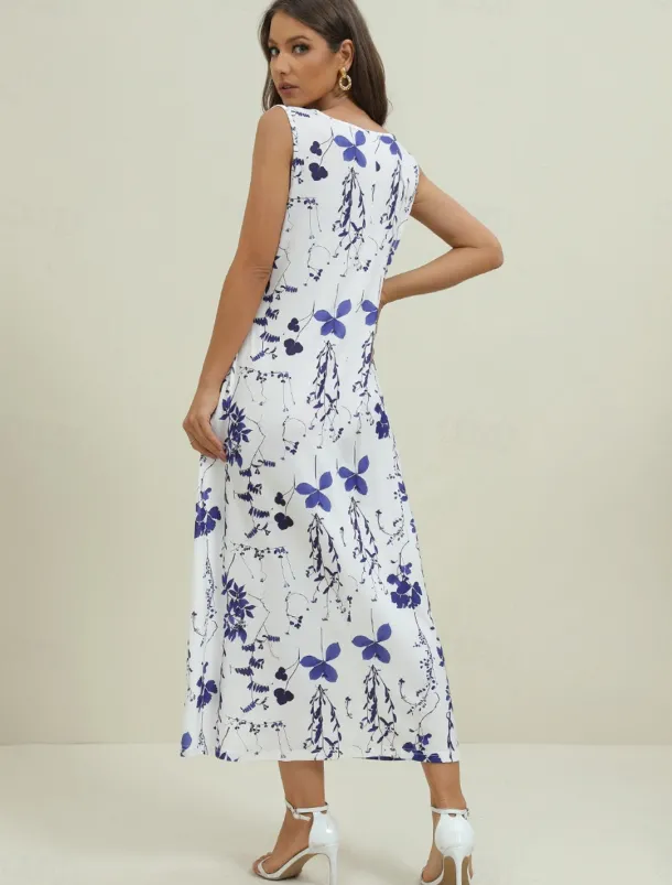 Women's Midi Dress Two Piece Dress Set Casual Dress Print Dress Daily Vacation Fashion Elegant Pocket Print Crew Neck Half Sleeve Floral Regular Fit Black Navy Blue Green Summer Spring S M L XL XXL