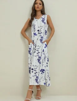 Women's Midi Dress Two Piece Dress Set Casual Dress Print Dress Daily Vacation Fashion Elegant Pocket Print Crew Neck Half Sleeve Floral Regular Fit Black Navy Blue Green Summer Spring S M L XL XXL