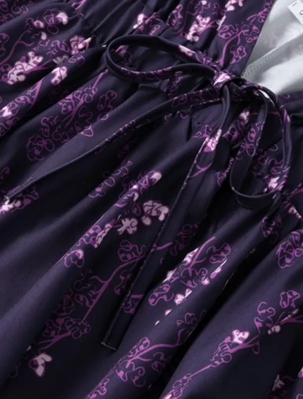 Women's Midi Dress Vintage Dress Boho Dress Western Dress Vintage Fashion Outdoor Vacation Daily Regular Fit Flower Sleeveless V Neck Purple Summer