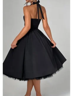 Women's Midi Dress White Dress Graduation Dress Fashion Modern Birthday Holiday Graduation Regular Fit Plain Sleeveless Halter Neck Black White Red Summer