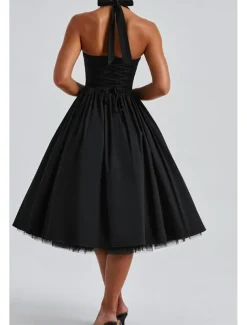 Women's Midi Dress White Dress Graduation Dress Fashion Modern Birthday Holiday Graduation Regular Fit Plain Sleeveless Halter Neck Black White Red Summer