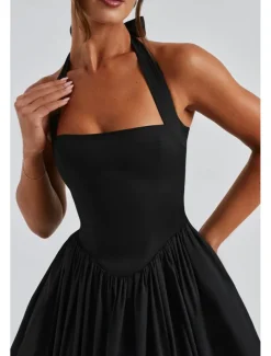 Women's Midi Dress White Dress Graduation Dress Fashion Modern Birthday Holiday Graduation Regular Fit Plain Sleeveless Halter Neck Black White Red Summer