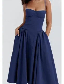 Women's Midi Dress White Dress Graduation Dress Slip Dress Fashion Modern Birthday Graduation Date Regular Fit Plain Sleeveless Spaghetti Strap Black Yellow Light Green Red Summer