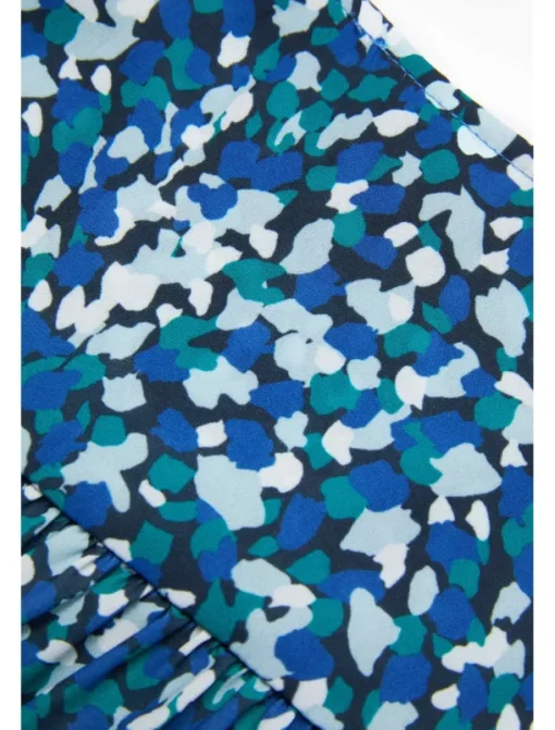 Women's Mid-Length Dress Short Sleeve V-neck Floral Print Bohemian Style Comfortable Beach Vacation Wear Blue White Summer Spring Clothing Apparel