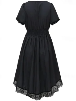 Women's Mini Dress Boho Dress Western Dress Fashion Classic Outdoor Vacation Holiday Regular Fit Flower Short Sleeve V Neck Black Dark Blue Summer