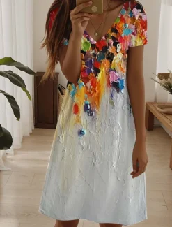 Women's Mini Dress Casual Dress Elegant Tropical Hawaiian Daily Regular Fit Floral Short Sleeve Crew Neck Pearl Black Pink Blue Summer