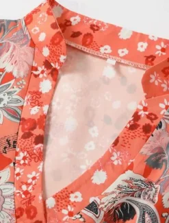 Women's Mini Dress Casual Dress Boho Dress Spring Dress Vacation Streetwear Vacation Street Holiday Regular Fit Floral Long Sleeve Split Neck Pink Blue Green Summer Spring