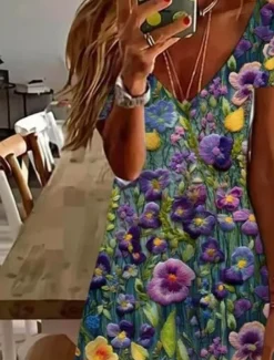 Women's Mini Dress Casual Dress Elegant Tropical Hawaiian Daily Regular Fit Floral Short Sleeve Crew Neck Teal Summer