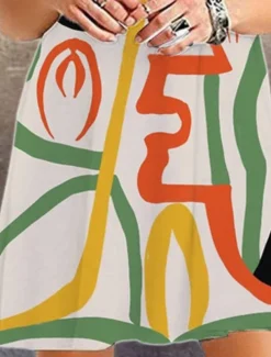 Women's Mini Dress Casual Dress Floral Dress Classic Modern Vacation Daily Holiday Regular Fit Geometric Short Sleeve Crew Neck Black Orange Summer