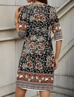 Women's Mini Dress Casual Dress Petite Dress T Shirt Dress Tee Dress Shift Dress Elegant Stylish Vacation Work Casual Regular Fit Graphic Half Sleeve V Neck Orange Summer