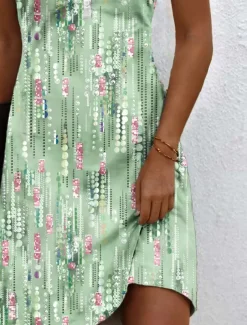 Women's Mini Dress Casual Dress Sundress Summer Dress Casual Vacation Daily Holiday Regular Fit Floral Graphic Bohemian Sleeveless Notched Neck Light Green Summer Spring