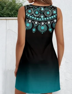 Women's Mini Dress Casual Dress Mini Dress Petite Dress Sundress Summer Dress Casual Vacation Daily Holiday Regular Fit Floral Graphic Bohemian Sleeveless V Neck Pink Wine Blue Green Summer Spring