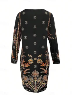 Women's Mini Dress Casual Dress Winter Dress Semi Formal Dress Mini Dress Petite Dress Casual Daily Cocktail Party Regular Fit Floral V Neck Black Fall Winter