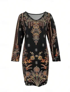 Women's Mini Dress Casual Dress Winter Dress Semi Formal Dress Mini Dress Petite Dress Casual Daily Cocktail Party Regular Fit Floral V Neck Black Fall Winter