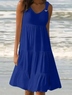 Women's Mini Dress Casual Dress Slip Dress Stylish Basic Casual Vacation Daily Regular Fit Plain Sleeveless V Neck Black White Yellow Pink Summer Spring