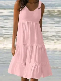 Women's Mini Dress Casual Dress Slip Dress Stylish Basic Casual Vacation Daily Regular Fit Plain Sleeveless V Neck Black White Yellow Pink Summer Spring