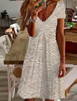 Women's Mini Dress Casual Dress Elegant Tropical Hawaiian Daily Regular Fit 3D Print Floral Short Sleeve Crew Neck Black White Pink Blue Summer