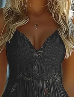 Women's Mini Dress Casual Dress Summer Dress Slip Dress Boho Dress Vintage Vacation Daily Going out Regular Fit Floral Sleeveless Straps Black White Summer