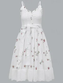 Women's Mini Dress Casual Dress Summer Dress Slip Dress Boho Dress Vintage Vacation Daily Going out Regular Fit Floral Sleeveless Straps Black White Summer