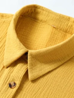 Women's Mini Dress Cotton Linen Dresses Shirt Dress Winter Dress Casual Vacation Regular Fit Plain Short Sleeve V Neck Black White Yellow Blue Summer