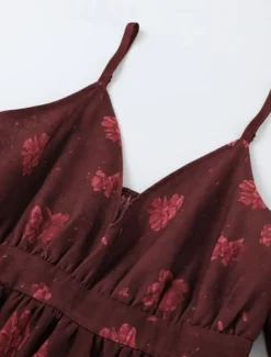 Women's Mini Dress Floral Dress Boho Dress Print Dress Western Dress Classic Modern Outdoor Vacation Holiday Regular Fit Flower Short Sleeve V Neck Wine Summer