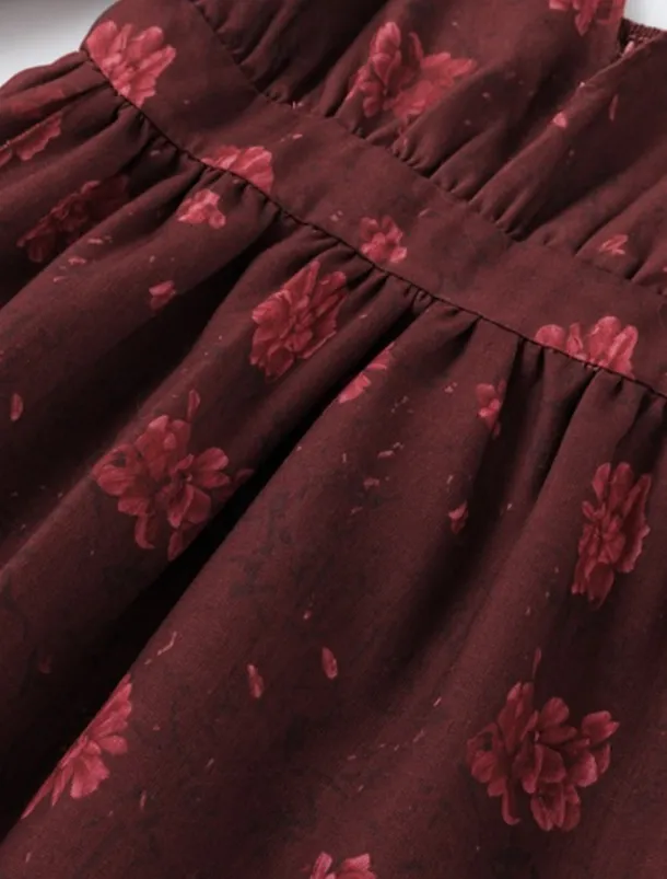 Women's Mini Dress Floral Dress Boho Dress Print Dress Western Dress Classic Modern Outdoor Vacation Holiday Regular Fit Flower Short Sleeve V Neck Wine Summer