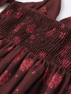 Women's Mini Dress Floral Dress Boho Dress Print Dress Western Dress Classic Modern Outdoor Vacation Holiday Regular Fit Flower Short Sleeve V Neck Wine Summer