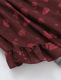 Women's Mini Dress Floral Dress Boho Dress Print Dress Western Dress Classic Modern Outdoor Vacation Holiday Regular Fit Flower Short Sleeve V Neck Wine Summer