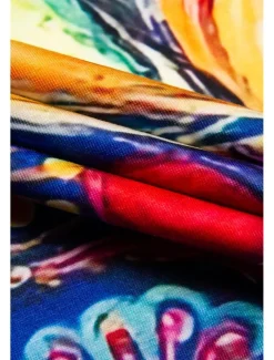 Women's Mini Dress Petite Dress T Shirt Dress Tee Dress Shift Dress Summer Dress Bohemia Vintage Boho Vacation Casual Daily Regular Fit Oil Painting Half Sleeve V Neck Royal Blue Blue