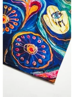 Women's Mini Dress Petite Dress T Shirt Dress Tee Dress Shift Dress Summer Dress Bohemia Vintage Boho Vacation Casual Daily Regular Fit Oil Painting Half Sleeve V Neck Royal Blue Blue