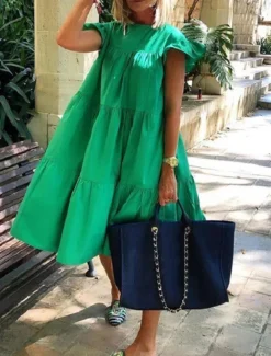 Women's Mini Dress Petite Dress White Dress Casual Dress Swing Dress Sundress Elegant Fashion Daily Summer Dress Loose Fit Plain Pure Color Short Sleeve Crew Neck Blush Pink Black White Pink Summer