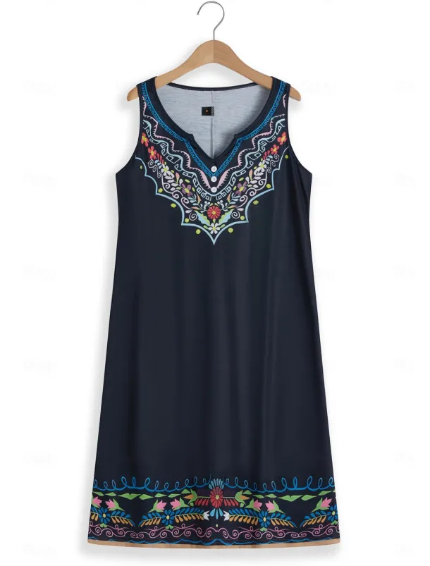 Women's Mini Dress Petite Dress T Shirt Dress Tee Dress Sundress Summer Dress Fashion Modern Mature Outdoor Vacation Casual Regular Fit Floral Sleeveless Split Neck Yellow Purple Summer