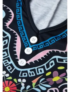 Women's Mini Dress Petite Dress T Shirt Dress Tee Dress Sundress Summer Dress Fashion Modern Mature Outdoor Vacation Casual Regular Fit Floral Sleeveless Split Neck Yellow Purple Summer