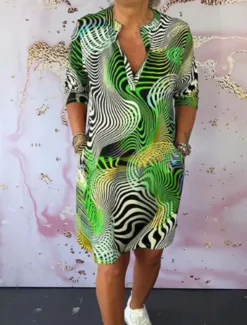 Women's Mini Dress Shift Dress Casual Outdoor Regular Fit Graphic Sleeveless V Neck Blue Purple Green Summer