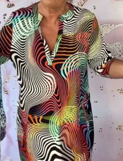 Women's Mini Dress Shift Dress Casual Outdoor Regular Fit Graphic Sleeveless V Neck Blue Purple Green Summer