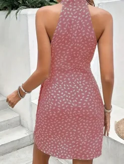 Women's Mini Dress Summer Dress Halter Dress Casual Daily Regular Fit Graphic Polka Dot Sleeveless Halter Neck Light Green Pink Navy Blue Khaki Summer