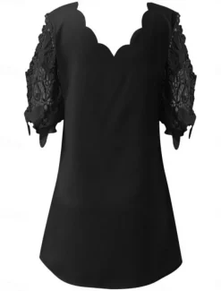 Women's Mini Dress Summer Dress Casual Daily Regular Fit Plain Half Sleeve V Neck Black Summer Spring Fall