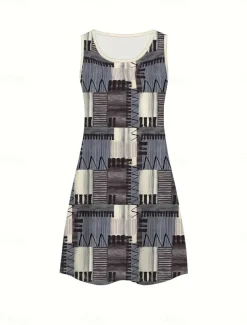 Women's Mini Dress Sundress A Line Dress Off The Shoulder Dress Vacation Casual Boho Holiday Beach Regular Fit Ombre Graphic Animal Sleeveless Crew Neck Blue Summer Spring